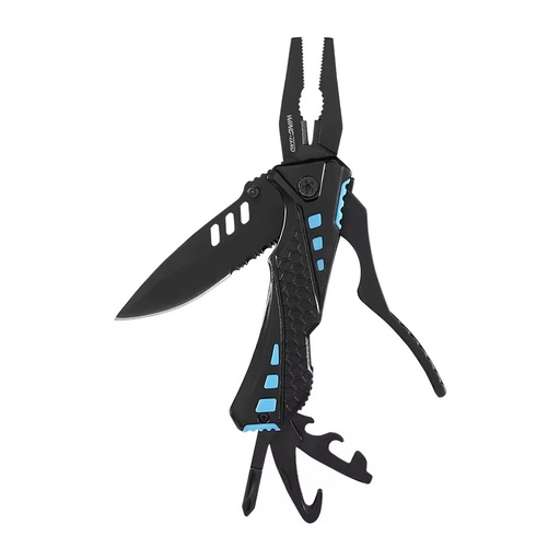 10in1 Black Coating Stainless Steel Multitool Tactical Folding Pocket Pliers Screwdrivers Knife Multi Tool