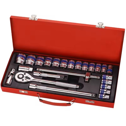 24PCS Universal 1/2" 72T Socket Wrench Set Socket Set Auto Car Motorcycle Diagnostic Tool