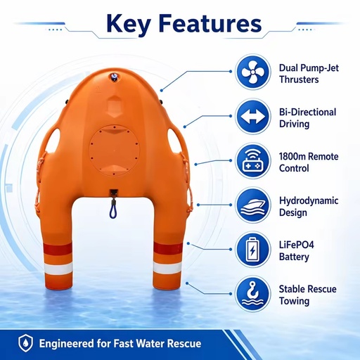 Professional Intelligent Water Lifeguard Robot XJL-D9 GPS Beidou Auto-Return 7m/s High Speed Dual Pump-Jet Thrusters LiFePO4