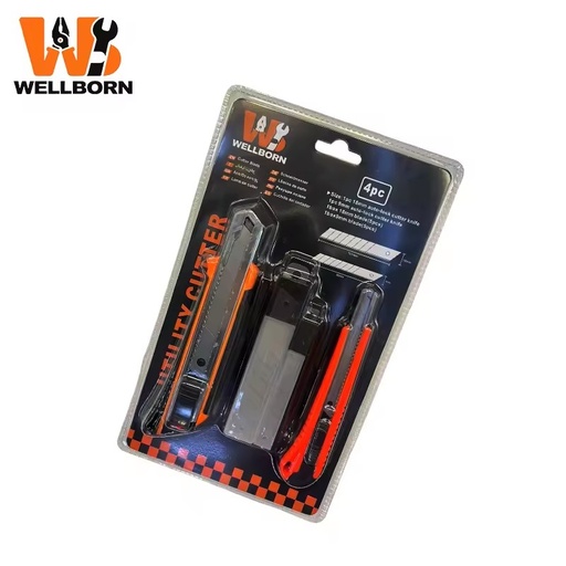 4Pcs Utility Knife Set-2x Snap Off Retractable Box Cutters (Large & Small) with Replacement Blades, Stanley Style Heavy Duty