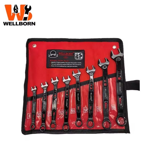 8-Piece Hollow Blackened Wrench Set with Dual Function Durable Design for Professional and DIY Use