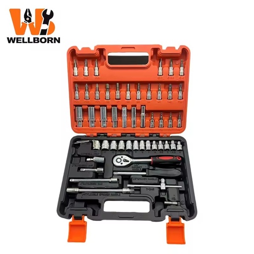 AOTO AT53 53-Piece Socket Set 1/4-Inch Ratcheting Tool Case Automotive Repair Home Use OEM Customizable Carbon Steel