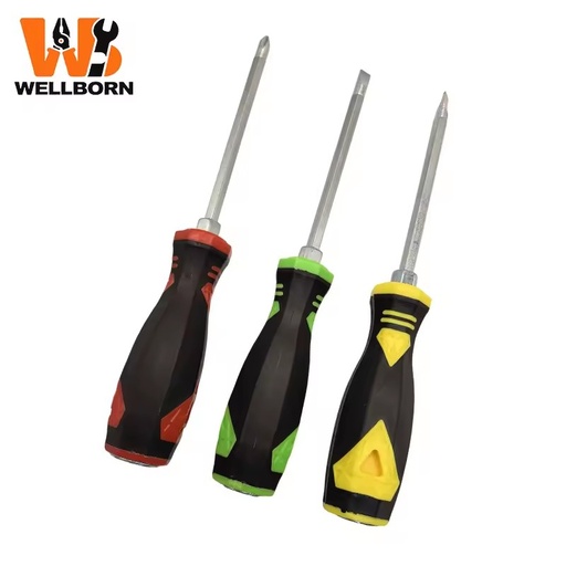 2-in-1 Reversible Screwdriver-Double Ended Magnetic Flat Head & Phillips (Slotted & Cross) Screwdriver Plastic Handle DIY