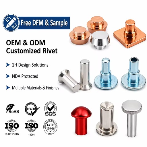 Countersunk Head Rivet Iron Steel M8 Aluminium Alloy Brass Copper Silver Contact Flat Mushroom Cap Head Solid Heat Resistant