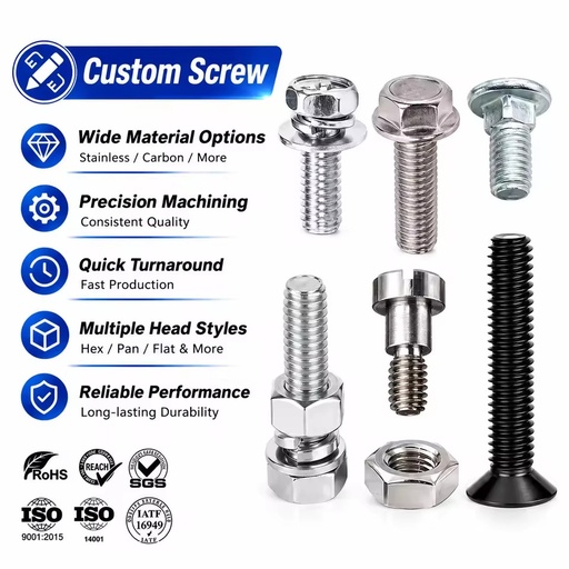 Black Zinc Plated Stainless Steel Carriage Flange Head Hex Bolts & Nuts M6x16 M8-1.25 16mm Washer A4-70/A4-80 SS316