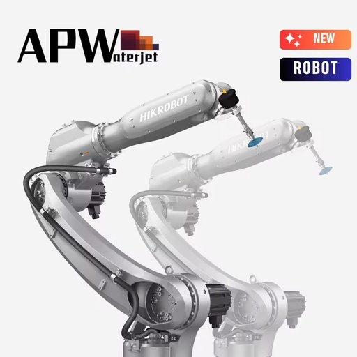 APW Robotic 6 Axis Water Jet Cutting Machine for Marble Granite Ceramic Tile Stone Cutting 1500mm Max Length Remote Monitoring