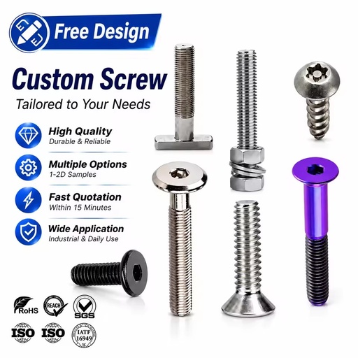 Titanium Screws Stainless Steel Aluminium Bolts Zinc Plated Security Torx Hexagon Socket Nut Flat Head Furniture Fastener