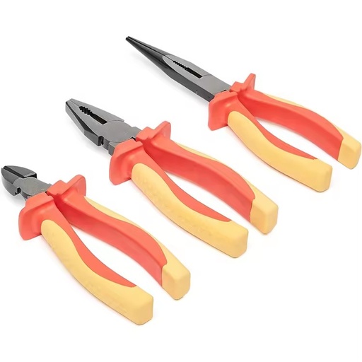 VED 1000V Insulated Long Nose Plier Cable Cutter Electrician Wire Stripper Multi Manual Tool Steel Aluminum Hard Case 2 Set