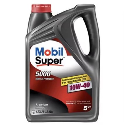 Mobil Super 5000 10W-40 SAE Synthetic Blend Automotive Lubricant Engine Oil Anti-Wear 3 Pack 5 Quarts 124409