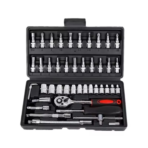 46pcs Car Repair Spanner Tool Box Universal Hardware Hand Tools Ratchet Wrench Socket Sets