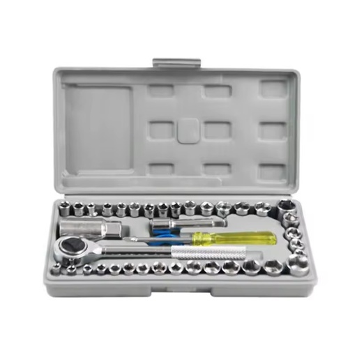 Wholesale 40 Pcs Socket Hardware Car Repair Tool Kit Ratchet Wrench Spanner Set in OEM Hard Case Minimum Order 1 Set