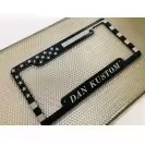 Patriotic US Flag Billet Aluminum Aircraft Grade 3/8 Inch Thick Standard 12x6 Large Car License Plate Frames Black Frame Hook