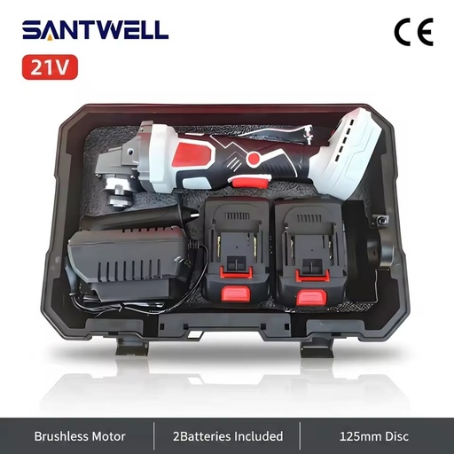 Industrial Professional 21V 125mm Rechargeable Handheld Cordless Brushless Angle Grinder Kit for Grinding Surface Conditioning
