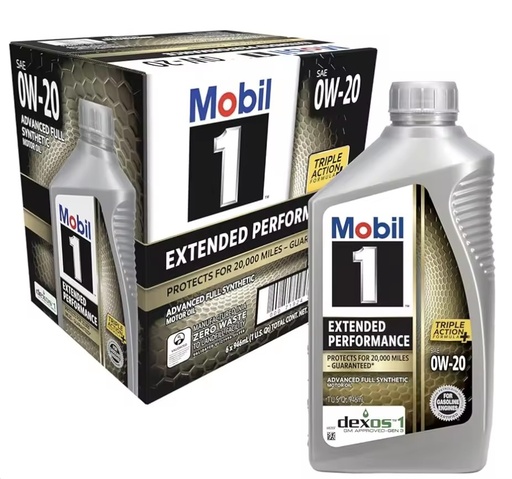 MOBIL 1 EP Automotive Engine Lubricant Base Oil SAE 0W-20 6 Pack 1 Quart US 120926