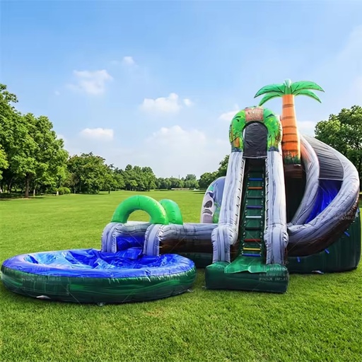 Custom Commercial Outdoor PVC Inflatable Water Slide Coconut Falls Model WSS-340 0.55mm 100-500kg Capacity 5-10