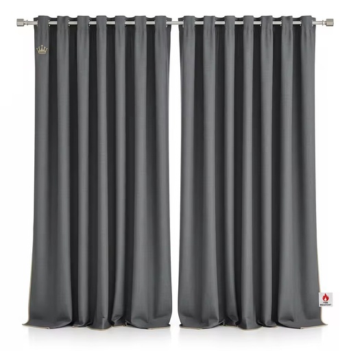 Royal Crown Premium Fire Retardant Polyester Hotel Curtains Dark Gray Room Window Drapes