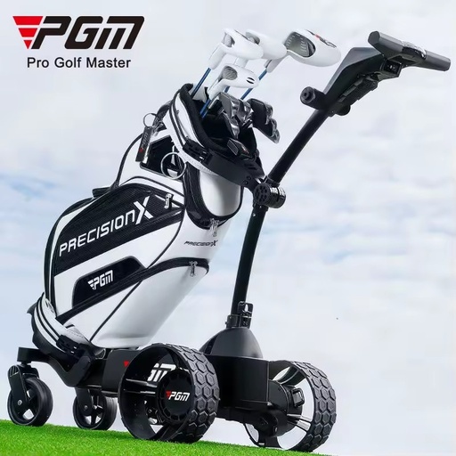 PGM QC009 Electric AI Intelligent Automatic Follow-Up Foldable 4 Wheels Golf Trolley with Screen and Remote Control