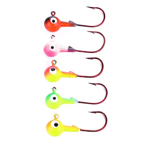 Wholesale JI006 7g 5pcs/bag Mixed Colors Fishing Hooks Big Eye Mini Lead Jig Heads