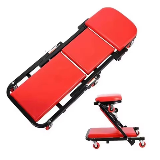 MDS 36" Foldable Mechanics Z Creeper Seat 6-Wheel Steel Workshop Garage Automotive Repair Premium Soft for 6-Month Warranty