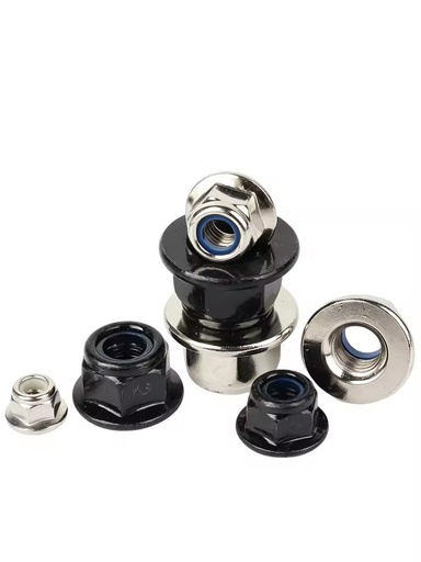 Iron-plated Nickel-Zinc-Coated Flange Lock Nut All-Metal Self-Locking Hexagonal Screw Cap Nylon Anti-Slip Washer Metric Made
