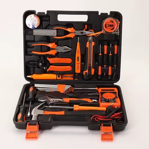 Professional Household Hand Tool Kit Electrician Repairing Tool Set with Multimeter Digital Soldering Iron Set in Plastic Case