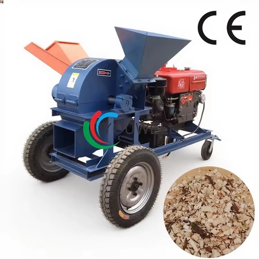 Industrial Wood Hammer Mill with 15hp Diesel Engine Forestry Machinery Wood Crusher