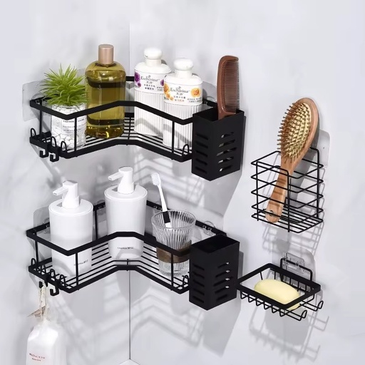 Strong Adhesive Metal Heavy Duty Corner Storage Rack Punch-Free Triangle Bathroom Organizer Storage Shelf for Shampoo Body Wash