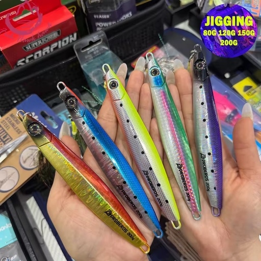 OEM 80/120/150/200g Printed Saltwater Metal Jig Lure-Sinking Hard Bait 3D Eyes for Snapper Tuna Kingfish Deep Sea Jigging (No
