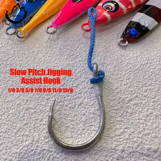 Wholesale High Quality 1/0 3/0 5/0 7/0 9/0 11/0 13/0 Luminous Single Assist Hook for Various Luminous Jigs Fishing Lure