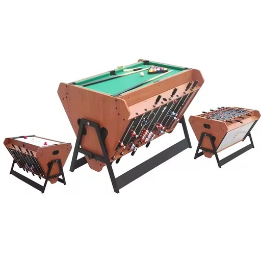 Indoor Sport Kid's Play 4FT 3 in 1 Multi Functions Rotating Triangle Shape Soccer Air Hockey Billiard Game Tables