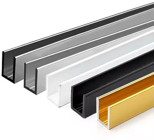 Custom 10mm Glass Extruded Aluminum U Channels Profile c Channel Extrusion Aluminum Profiles for Shower Room