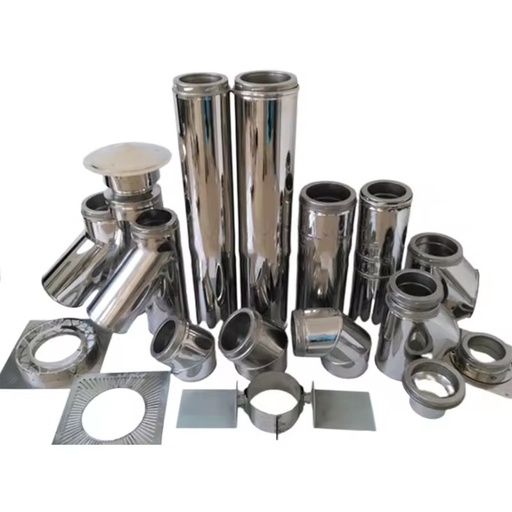 Stainless Steel Double Layer Insulated Chimney Pipe SUS304 SUS316 Material Tee Elbow Chimney for Apartment Hotel