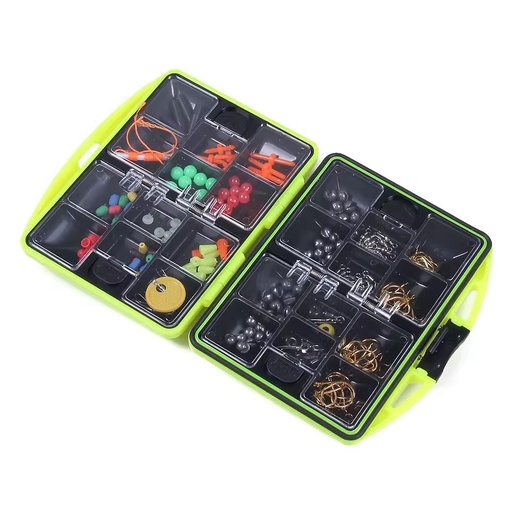 Wholesale QT004 Fishing Tackle Set 24 Different Fishing Accessories Hooks Swivels Sinking Stoppers Gear Box Tool Kit