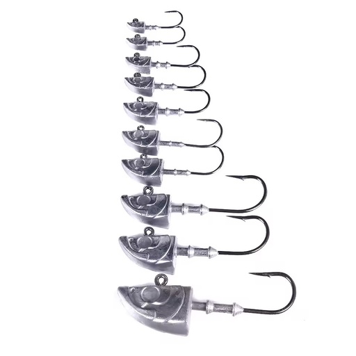 Wholesale JI101 5g 7g 9g 14g 21g 28g 36g 55g 75g 150g Fish Head Shape Lead Jig Head Fishing Hooks