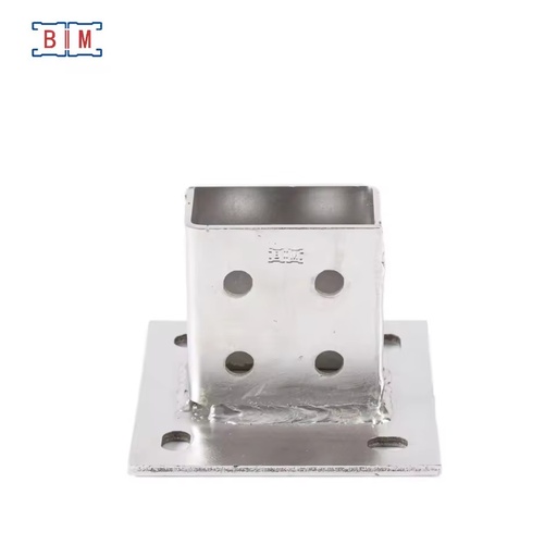 Heavy Duty SS304/SS316 Steel Post Base Support Bracket Polished Surface 5mm Thickness BIM Model BIM3014 for Double Strut Channel