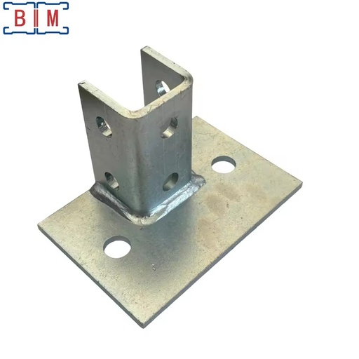 Unistrut Heavy Duty Electrical Galvanized 5mm Thickness 3-1/2'' Post Base Single Channel 2 Hole Square Flush