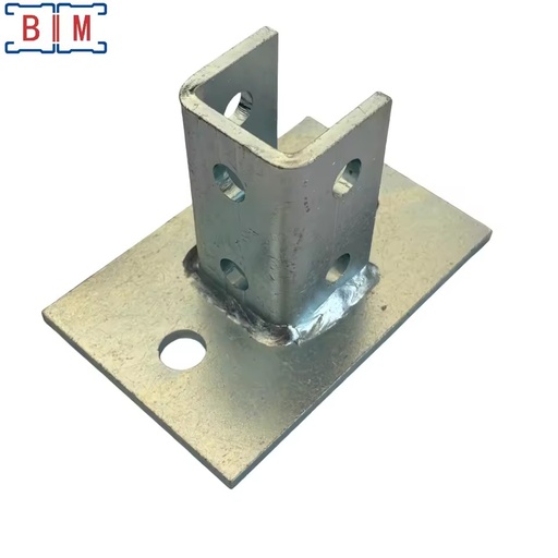 Unistrut Heavy Duty Electrical Galvanized 5mm Thickness Custom-Shaped 2 Hole Square Post Base Plate for Single Channel