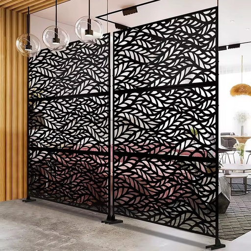 YW Hardware Precision Laser Cut Metal Screen Divider Custom Design Aluminum Panel for Modern Office and Restaurant Partitions