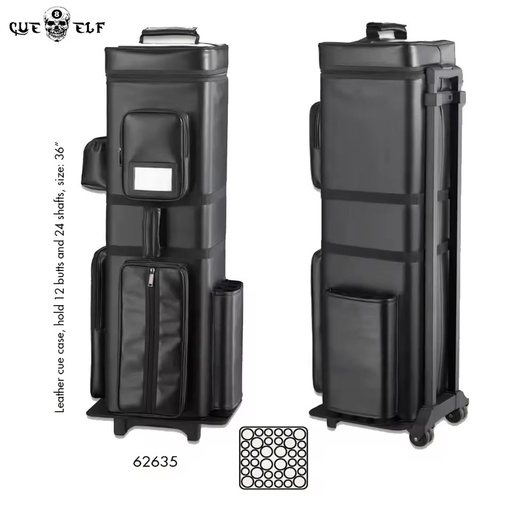 12-Butt 24-Shaft Large Capacity Genuine Leather Portable Travel Cue Case with Customizable Logo for Pool Exhibitions
