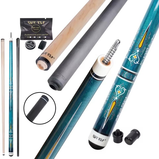 Wood Blue Carbon Fiber and Maple Dual Shaft Carom Cue Carom Cue Sticks with Radial Pin Joint