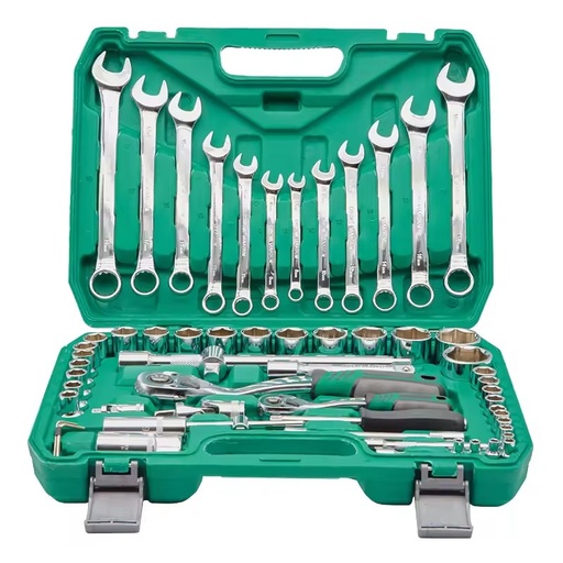 61-Piece Dual-Purpose Auto Repair Chrome Vanadium Steel Cordless Socket Ratchet Wrench Tool Set with Hard Case