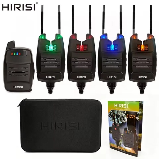 New Hirisi Carp Fishing Alarm Set with LED Wireless Metal & Plastic Bite Alarm Indicator Electronic Snag Ear Bar B1228