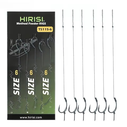 Hirisi Carp Fishing Ready Made Hook Link for Feeder Fishing Terminal Tackle Fishing Accessories TS115 6pcs Per Pack