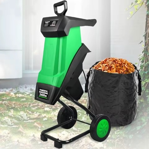 2400W Electric Garden Shredder Multifunctional Wood Chipper & Leaf Branch Mulcher Max 40mm Cutting Capacity