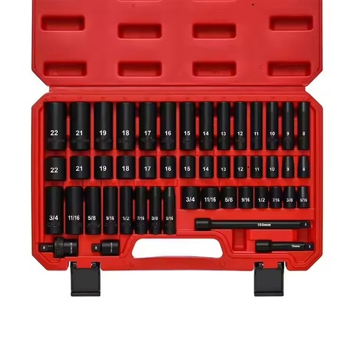 48Pcs CR-V Socket Set SAE and Metric 6-Point Socket Set Most Popular Socket Set