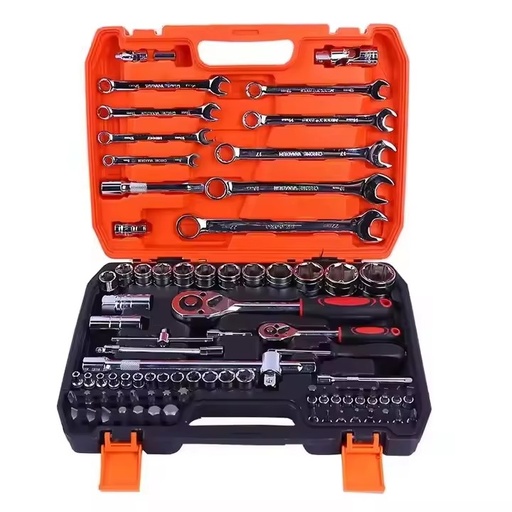 82pcs Heavy Duty Carbon Steel Mechanic Ratchet Wrench Socket Set OEM Supported Hand Tools with 1-Year Warranty for Vehicle Use
