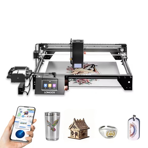 ActionLasers 40W Laser Engraving Machine RAY5 40W with Y-axis Rotary Roller Wood MDF Acrylic Metal Laser Engraver 385*385mm 110-240V 40-10000