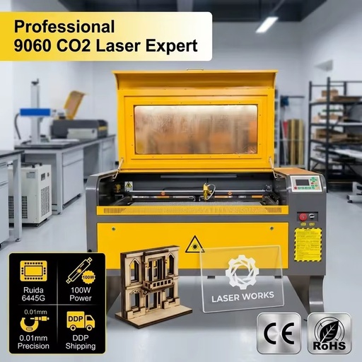ActionLasers 9060 CO2 Laser Cutting Engraving Machine Acrylic Plastic Wood Ruida LightBurn High Speed CNC CE Standard Water