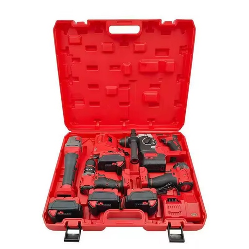 Brushless Cordless Industrial Grade Power Wrench 4-Piece Lithium-Ion Drill Impact Wrench Hammer Grinder Combo with Battery