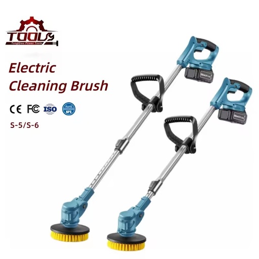 6-in-1 Electric Spin Scrubber Cordless Cleaning Brush with Telescopic Long Handle Shower Scrubber for Bathroom, Kitchen & Gutter